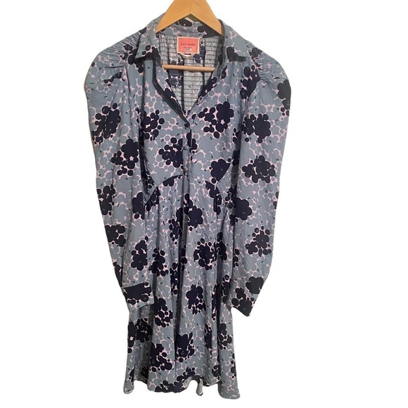 Kate Spade Bubble Dot Smocked Long Sleeve Dress Size 0 - Picture 3 of 8